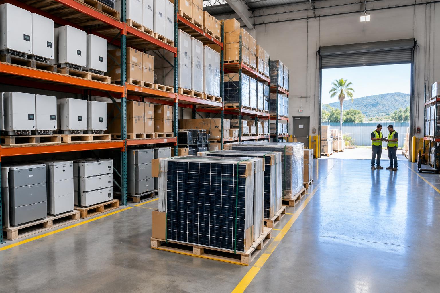 Almacén de distribución solar — imagen ilustrativa, pendiente foto oficial